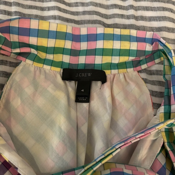 j. crew colorful gingham tie neck shift mini dress - Picture 4 of 10
